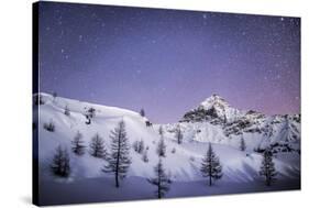 Amazing Starry Sky over the Scalino Peak Seen from Prabello Alp. - Valmalenco, Sondrio, Lombardy-ClickAlps-Stretched Canvas