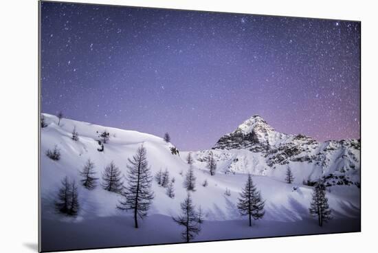 Amazing Starry Sky over the Scalino Peak Seen from Prabello Alp. - Valmalenco, Sondrio, Lombardy-ClickAlps-Mounted Photographic Print