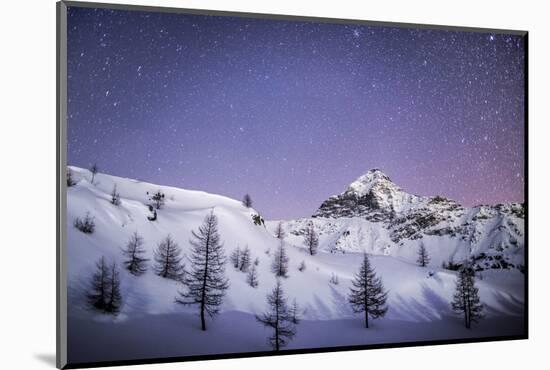 Amazing Starry Sky over the Scalino Peak Seen from Prabello Alp. - Valmalenco, Sondrio, Lombardy-ClickAlps-Mounted Photographic Print