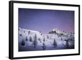 Amazing Starry Sky over the Scalino Peak Seen from Prabello Alp. - Valmalenco, Sondrio, Lombardy-ClickAlps-Framed Photographic Print