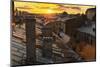 Amazing Sunset on the Roofs of St.Petersburg in Russia.-De Visu-Mounted Photographic Print