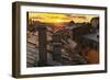 Amazing Sunset on the Roofs of St.Petersburg in Russia.-De Visu-Framed Photographic Print