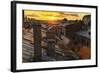 Amazing Sunset on the Roofs of St.Petersburg in Russia.-De Visu-Framed Photographic Print