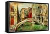 Amazing Venice - Artwork In Painting Style-Maugli-l-Framed Stretched Canvas