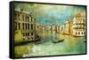 Amazing Venice - Artwork In Retro Style-Maugli-l-Framed Stretched Canvas