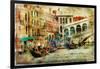 Amazing Venice, Rialto Bridge - Artwork In Painting Style-Maugli-l-Framed Art Print