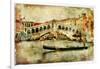 Amazing Venice,Rialto Bridge - Artwork In Painting Style-Maugli-l-Framed Art Print