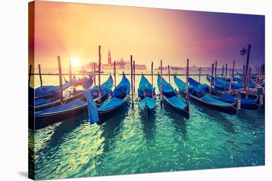 Amazing View of Grand Canal at Sunset with San Giorgio Maggiore Church. San Marco, Venice, Italy, B-Leonid Tit-Stretched Canvas