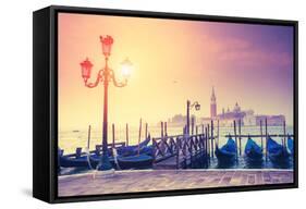 Amazing View of Grand Canal at Sunset with San Giorgio Maggiore Church. San Marco, Venice, Italy, E-Leonid Tit-Framed Stretched Canvas