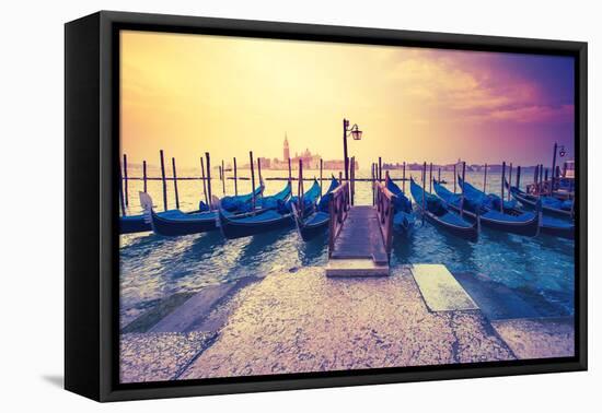 Amazing View of Grand Canal at Sunset with San Giorgio Maggiore Church. San Marco, Venice, Italy, E-Leonid Tit-Framed Stretched Canvas