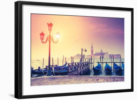 Amazing View of Grand Canal at Sunset with San Giorgio Maggiore Church. San Marco, Venice, Italy, E-Leonid Tit-Framed Photographic Print