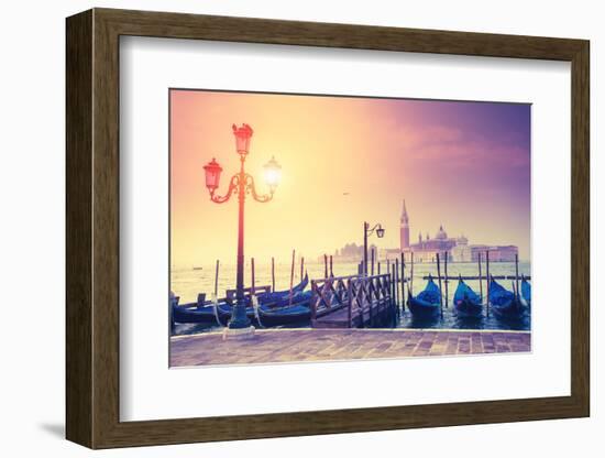 Amazing View of Grand Canal at Sunset with San Giorgio Maggiore Church. San Marco, Venice, Italy, E-Leonid Tit-Framed Photographic Print