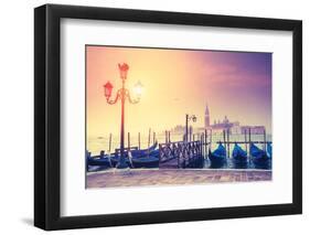 Amazing View of Grand Canal at Sunset with San Giorgio Maggiore Church. San Marco, Venice, Italy, E-Leonid Tit-Framed Photographic Print