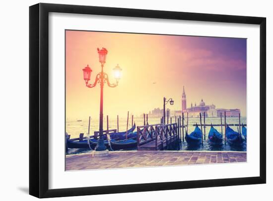 Amazing View of Grand Canal at Sunset with San Giorgio Maggiore Church. San Marco, Venice, Italy, E-Leonid Tit-Framed Photographic Print