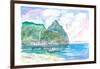 Amazing View of Piton In Saint Lucia-M. Bleichner-Framed Art Print