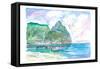 Amazing View of Piton In Saint Lucia-M. Bleichner-Framed Stretched Canvas