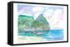 Amazing View of Piton In Saint Lucia-M. Bleichner-Framed Stretched Canvas