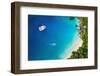 Amazing View to Yacht in Bay with Beach - Drone View. Birds Eye Angle-IM_photo-Framed Photographic Print