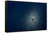 Amazing View to Yacht Sailing in Open Sea at Windy Day. Drone View - Birds Eye Angle. Yachting Them-IM_photo-Framed Stretched Canvas