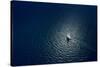 Amazing View to Yacht Sailing in Open Sea at Windy Day. Drone View - Birds Eye Angle. Yachting Them-IM_photo-Stretched Canvas