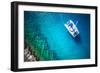 Amazing View to Yacht Sailing in Open Sea at Windy Day. Drone View - Birds Eye Angle-dellm60-Framed Photographic Print