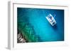 Amazing View to Yacht Sailing in Open Sea at Windy Day. Drone View - Birds Eye Angle-dellm60-Framed Photographic Print