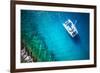 Amazing View to Yacht Sailing in Open Sea at Windy Day. Drone View - Birds Eye Angle-dellm60-Framed Photographic Print