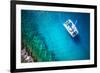 Amazing View to Yacht Sailing in Open Sea at Windy Day. Drone View - Birds Eye Angle-dellm60-Framed Photographic Print