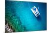 Amazing View to Yacht Sailing in Open Sea at Windy Day. Drone View - Birds Eye Angle-dellm60-Mounted Photographic Print