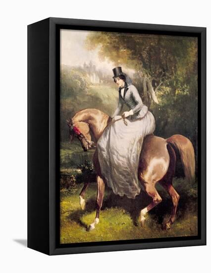 Amazon in the Forest at Pierrefonds-Alfred De Dreux-Framed Stretched Canvas