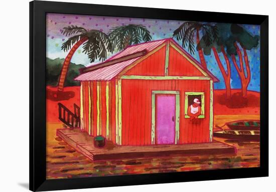 Amazon River Houseboat-John Newcomb-Framed Giclee Print