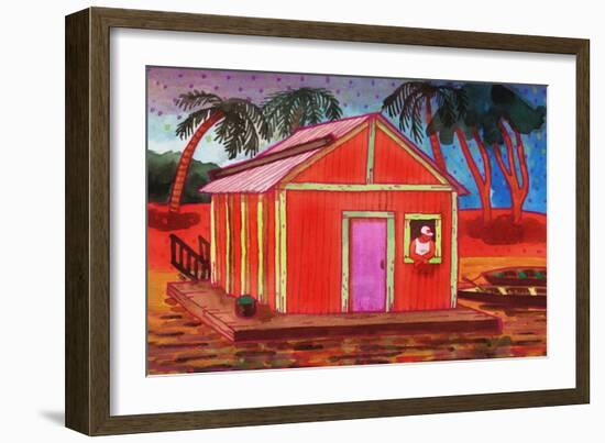 Amazon River Houseboat-John Newcomb-Framed Giclee Print