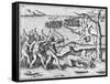 Amazon Women Attack Men Strung Up in Trees-Theodore de Bry-Framed Stretched Canvas