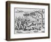 Amazon Women Attack Men Strung Up in Trees-Theodore de Bry-Framed Giclee Print