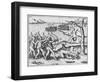 Amazon Women Attack Men Strung Up in Trees-Theodore de Bry-Framed Giclee Print