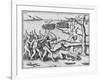 Amazon Women Attack Men Strung Up in Trees-Theodore de Bry-Framed Giclee Print