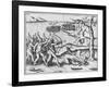 Amazon Women Attack Men Strung Up in Trees-Theodore de Bry-Framed Giclee Print