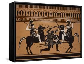 Amazons Fighting, Engraving from Greek Vases Conserved at Leyden, Holland, 19th century-null-Framed Stretched Canvas