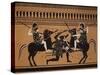 Amazons Fighting, Engraving from Greek Vases Conserved at Leyden, Holland, 19th century-null-Stretched Canvas