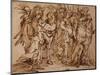 Amazons with a Horse in Procession to the Right pen and ink-Luca Cambiaso-Mounted Giclee Print