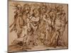 Amazons with a Horse in Procession to the Right pen and ink-Luca Cambiaso-Mounted Giclee Print