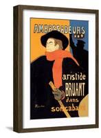 Ambassadeurs: Aristide Bruant dans Son Cabaret-Henri de Toulouse-Lautrec-Framed Art Print