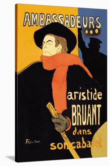 Ambassadeurs: Aristide Bruant dans Son Cabaret-Henri de Toulouse-Lautrec-Stretched Canvas