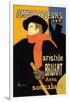 Ambassadeurs: Aristide Bruant dans Son Cabaret-Henri de Toulouse-Lautrec-Framed Art Print