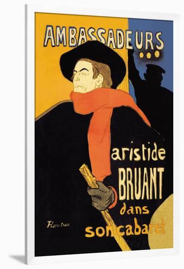 Ambassadeurs: Aristide Bruant dans Son Cabaret-Henri de Toulouse-Lautrec-Framed Art Print