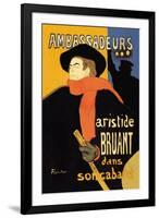 Ambassadeurs: Aristide Bruant dans Son Cabaret-Henri de Toulouse-Lautrec-Framed Art Print