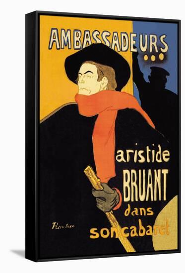 Ambassadeurs: Aristide Bruant dans Son Cabaret-Henri de Toulouse-Lautrec-Framed Stretched Canvas
