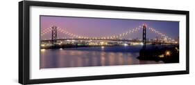 Ambassador Bridge at dusk, Detroit, Wayne County, Michigan, USA-null-Framed Photographic Print