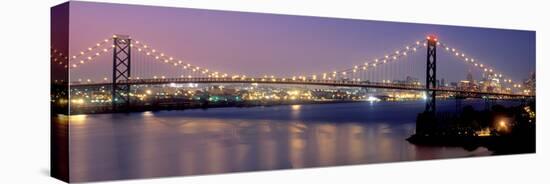 Ambassador Bridge at dusk, Detroit, Wayne County, Michigan, USA-null-Stretched Canvas