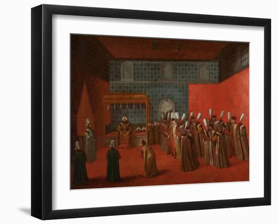 Ambassador Cornelis Calkoen at his Audience with Sultan Ahmed III, c.1727-30-Jean Baptiste Vanmour-Framed Giclee Print